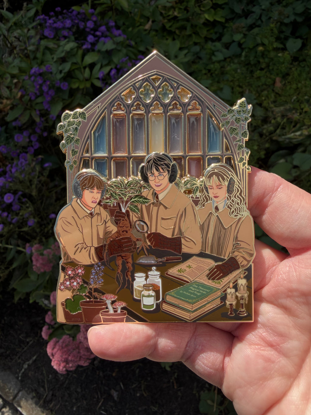 golden trio botany pin