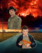 El & Hopper stranger things Half Body Pins