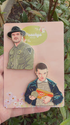 El & Hopper stranger things Half Body Pins