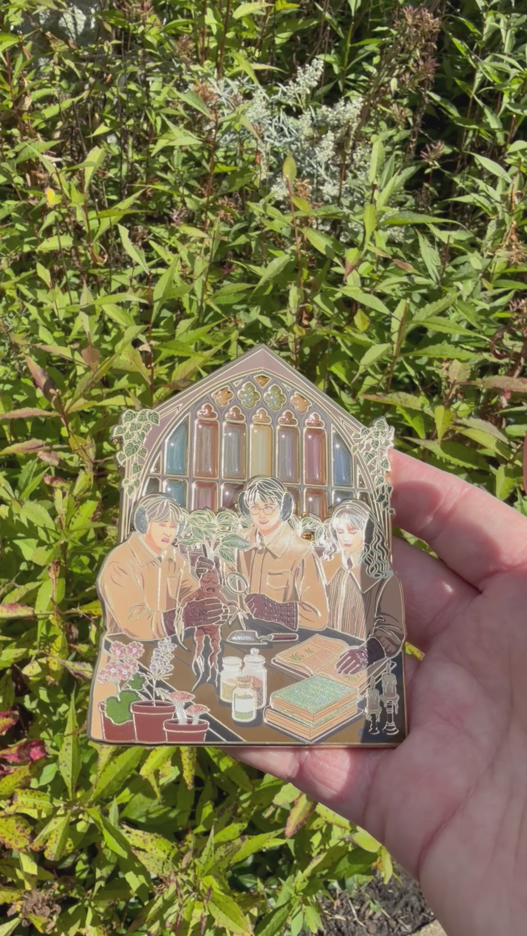 golden trio botany pin
